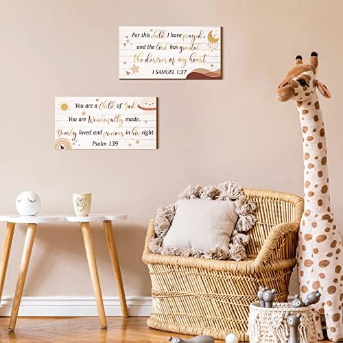 Yookeer 2 Pcs Nursery Wall Art Wooden Baby Room Wall Decor This Child I Have - Image 2