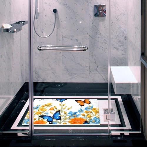 Bathtub Mat Non Slip 26.8x15.1In, Butterflies Flowers Bath Mat - Image 5