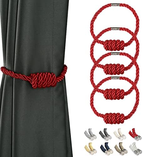 BEL AVENIR Magnetic Curtain Tiebacks 4 Pack Hand-Woven Curtain Ties by BELAVENIR