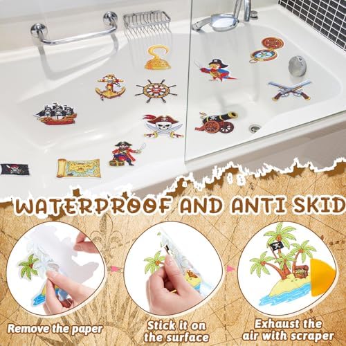 Fullhawl 30 Pcs Pirate Non Slip Shower Stickers, Bathtub Safety - Image 3