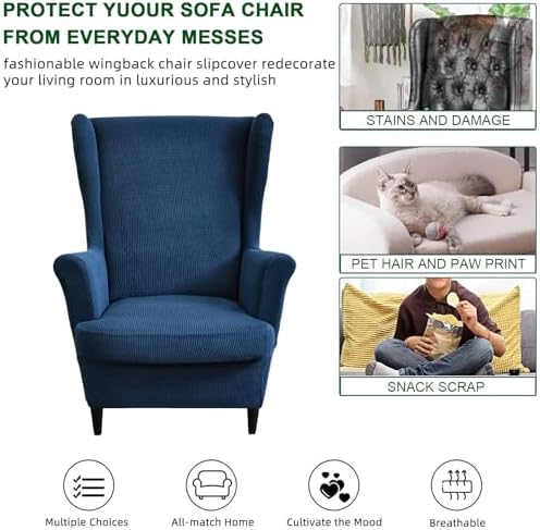 CRFATOP Wingback Chair Covers Wing Armchair Slipcovers - Image 5