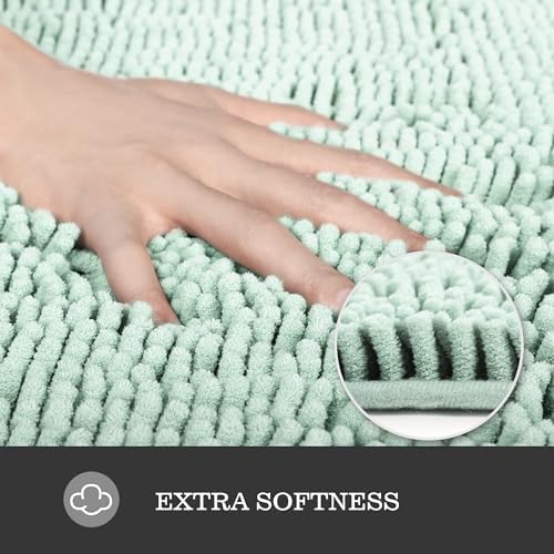 Yeaban Chenille Spa Blue Bathroom Runner Rug 24"x60" - Image 2