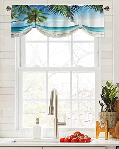 Palms Tree Ocean Blackout Tie Up Valance Curtains - Image 2