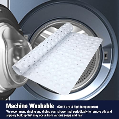 Square Shower Mat Bathtub Mat Tub Bath Mat Non Slip White 21"x21" - Image 6