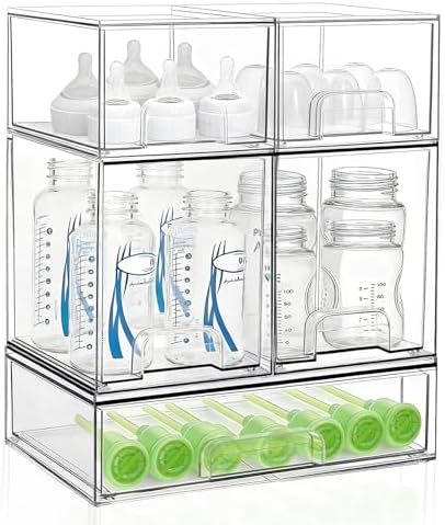 Bottle Storage Organizer Baby: Acrylic Stackable Storage Drawers by Saccik