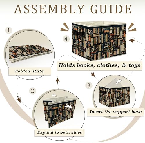 Dark Floral Book Storage Bins Box - Image 3
