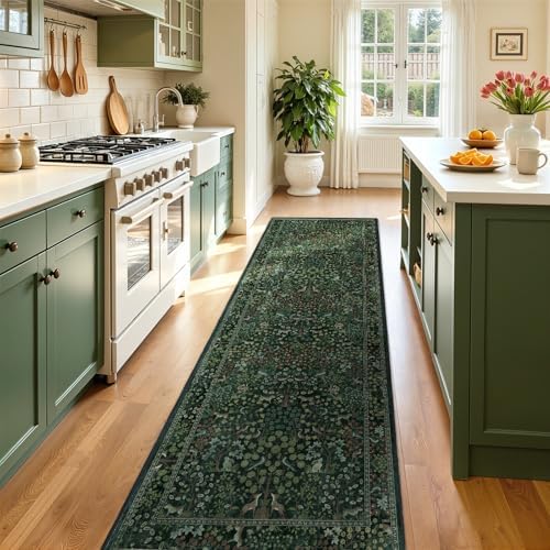 Dark Green Woodland 2.6x8 Runner Rug - Image 3