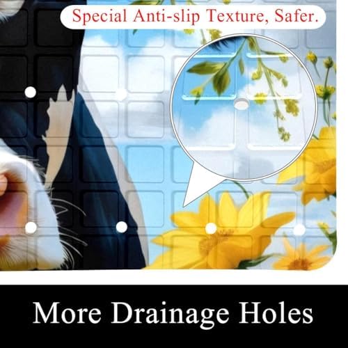 Bathtub Mat Non Slip 26.8x15.1 Inch, Cow Sunflower Shower Mat - Image 2