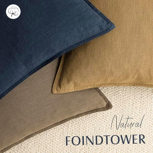 Foindtower Linen Solid Decorative Throw Pillow Covers 22x22 Honey Mustard - Image 4