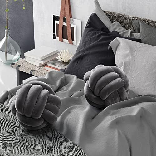 Namalu 10.6 Inches 2 Pcs Knot Pillow Decorative Throw Pillow, Dark Gray - Image 5