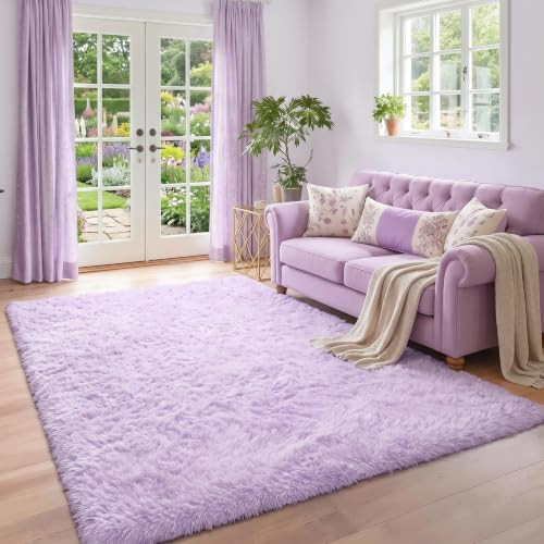 Amdrebio Light Purple Lavender Fluffy Rug 5x7 - Image 5