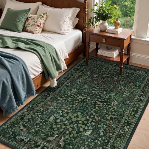 Tree of Life 4x6 Entryway Rug, Low Pile Thin Washable Throw Rug - Image 4