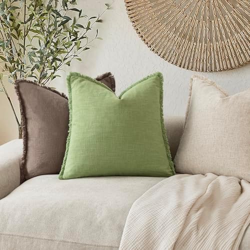 Foindtower Decorative Linen Fringe Lumbar Throw Pillow Covers Cozy Boho - Image 5