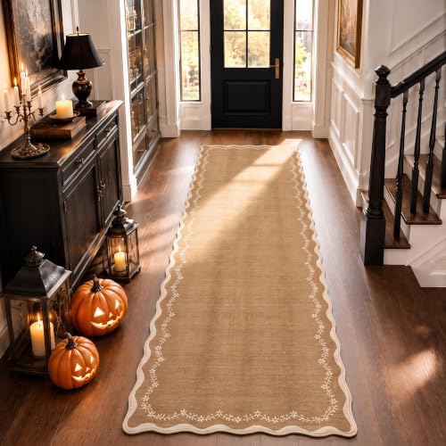 GarveeHome 2.5x10 Scalloped Washable Runner Rug Long Hallway Kitchen Rug by GarveeHome