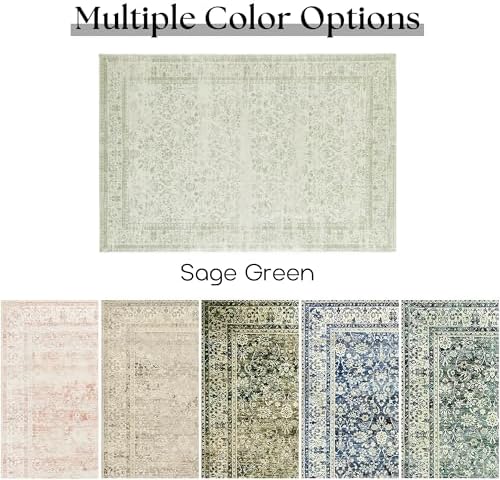 Small Rugs for Entryway Light Green Floral Washable Rug 3x5 - Image 6