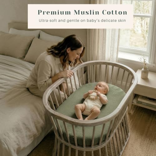 3 Pack Baby Muslin Bassinet Sheets - Image 2