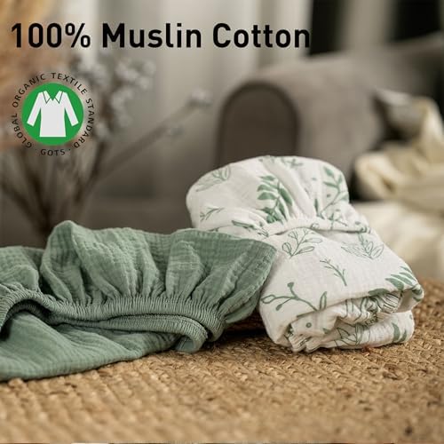 Muslin Bassinet Sheets 2 Pack, Universal Cotton Fitted Baby Mattress Sheet - Image 6