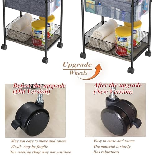 3-Tier Baby Diaper Caddy Organizer and Storage Cart, Mobile Metal Utility Cart - Image 4