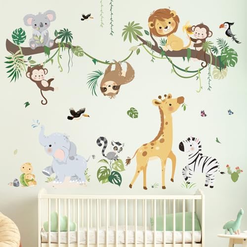 decalmile Jungle Animals Tree Branch Safari Monkey Wall Decals Stickers - Image 2