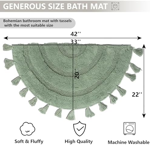 KOEXM Half Circle Boho Bathroom Rugs - Image 2
