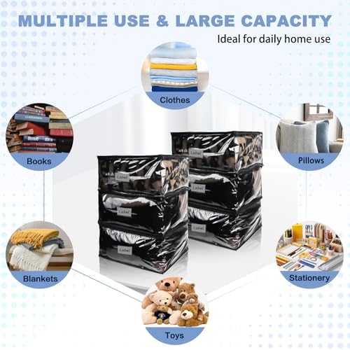 Clear Zippered Plastic Clothes Storage Bags, 6 Pack - Image 4