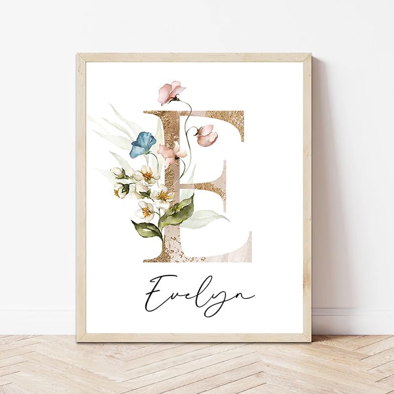 Personalized Wooden Name Sign, Floral Monogram Nursery, Boho Floral Pattern by IZI+POD