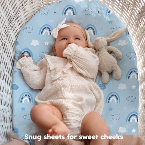 Baby Bassinet Sheets, 3 Pack Fitted Bassinet Mattress Sheets, Compatible - Image 3