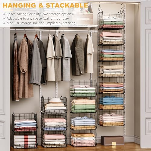 X-cosrack 7 Tier Foldable Hanging Closet Organizer and Storage, Wire Closet - Image 6