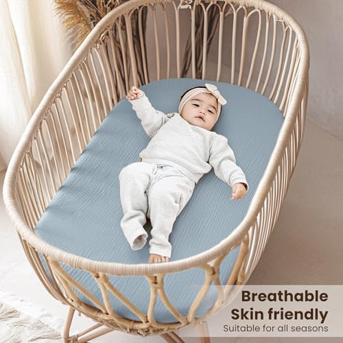 Konssy Muslin Bassinet Sheets for Baby Boys and Girls, 2 Pack - Image 4