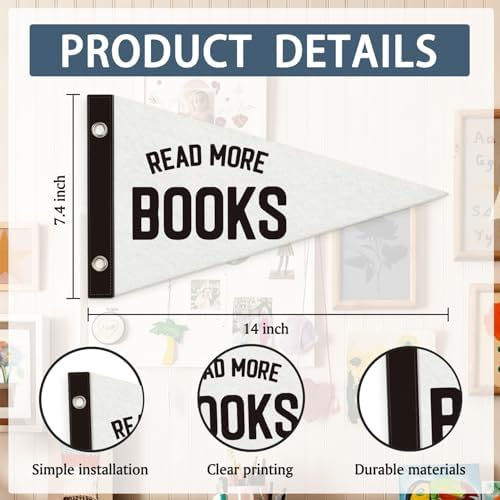 Classroom Decor, Read More Books Pennant Felt Banners Flags, Reading Nook - Image 7