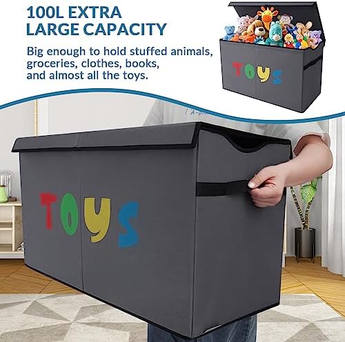 YOLOXO Toy Box Chest, Collapsible Sturdy Storage Bins - Image 2