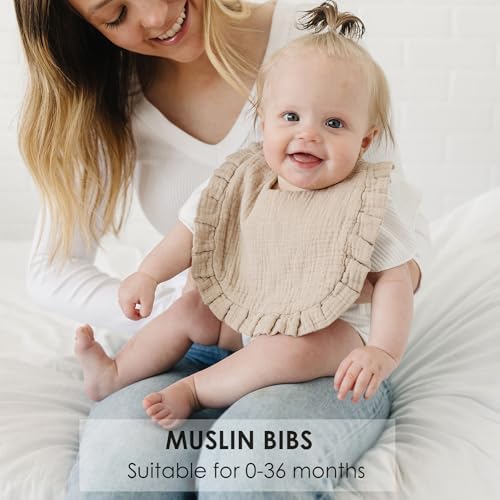 MairMore Muslin Baby Bibs, Ruffle Edge Drool Bibs - Image 3
