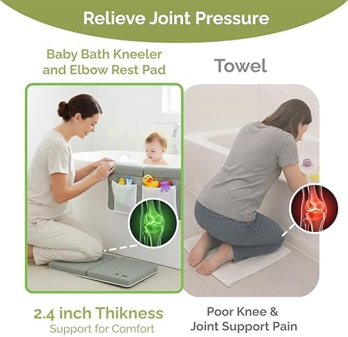 Wobbi Baby Bath Kneeler and Elbow Rest Pad Set | Extra Thick Memory Foam Support - Image 6
