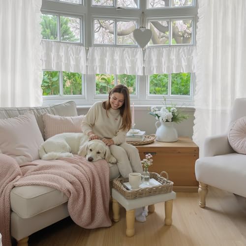 StangH White Shabby Chic Ruffle Rod Pocket Valance 52x18 Long 1 Panels - Image 6