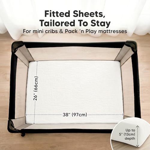 2pk Muslin Mini Crib Sheets for Boys, 38x26 Fitted Sheet - Image 3