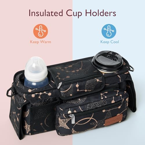 Momcozy Universal Baby Stroller Organizer, 2 Insulated Cup Holder, Detachable - Image 6