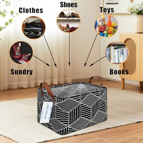 Rectangular Collapsible Storage Basket Nursery Organizer Black diamond - Image 4