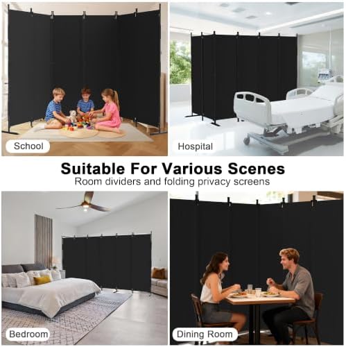 6 Panel Room Divider, 6ft Folding Screen Portable Wall Partition Room Divider - Image 6
