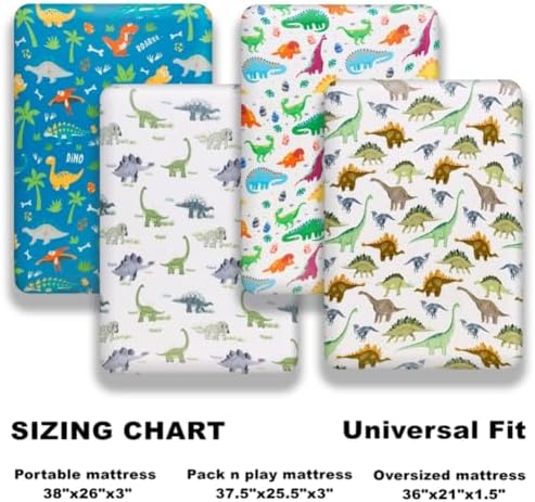 4 Pack Baby Boy Pack N Play Mini Crib Sheets Soft Fitted Baby Boy Mattress - Image 4