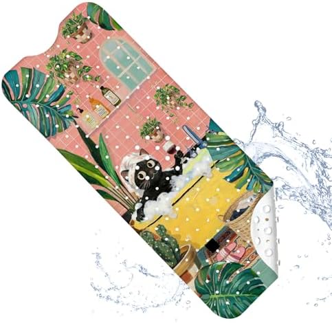 Cute Cat Bath Mat for Tub Non Slip, Machine Washable Cats Tub Mats by HiWelcometoMCIAONE