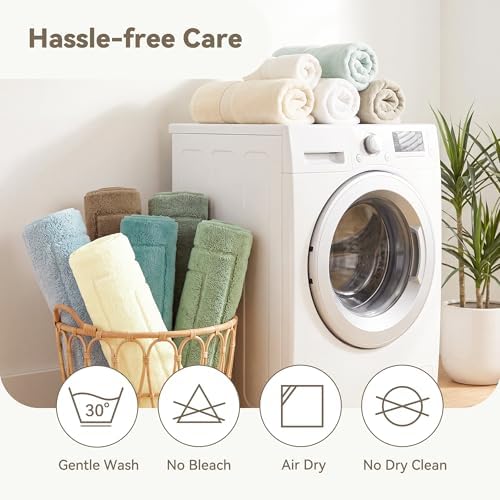GRANNY SAYS Ivory Bathroom Rug 24" x 48", Non-Slip Microfiber Bath Mat - Image 7