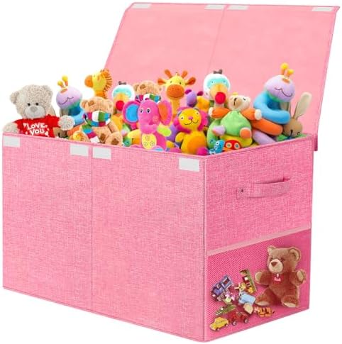 Large Toy Storage Box with Lid Upgraded Toy Chest Organizer with Removable PP by Fineonly