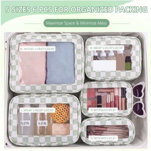 Thinkday 5 Pcs Diaper Bag Organizer Pouch Set Clear Makeup Bag, Mint Green - Image 2