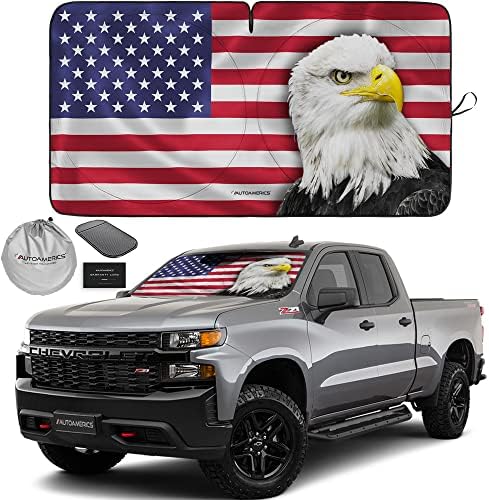 Autoamerics 1-Piece Windshield Sun Shade New American Eagle Flag USA Patriotic by AutoamericsUS