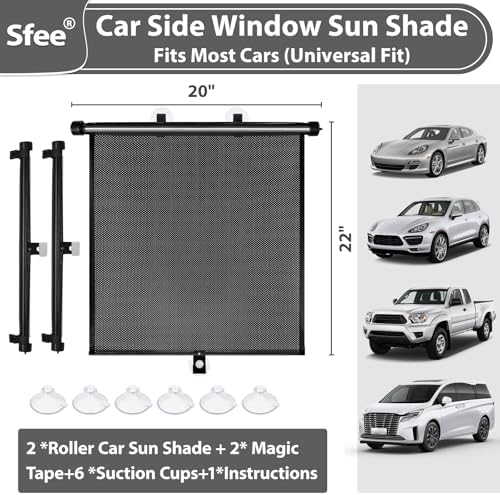 Sfee Car Window Shades for Baby-2 Pack Retractable Side Window Car Sun Shade - Image 3