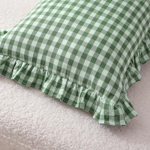 2 Pack Green Gingham Lumbar Throw Pillow Shams 12''x20'' - Image 7