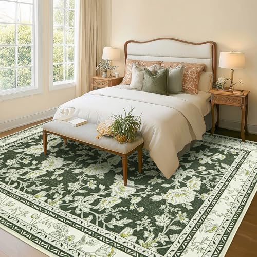 Large Vintage Olive Area Rug 10x12 - Image 3