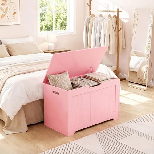 Wooden Storage Chest Box with Flip-top Lid & Safety Hinge, Living Room Organizer - Image 5
