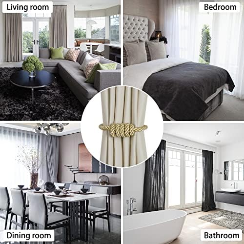BEL AVENIR Magnetic Curtain Tiebacks 4 Pack Hand-Woven Curtain Ties - Image 5