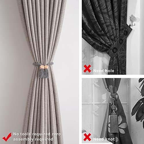NICEEC 4 Pack Wooden Cube Magnetic Curtain Tiebacks Boho Home Decor Drape Tie - Image 3